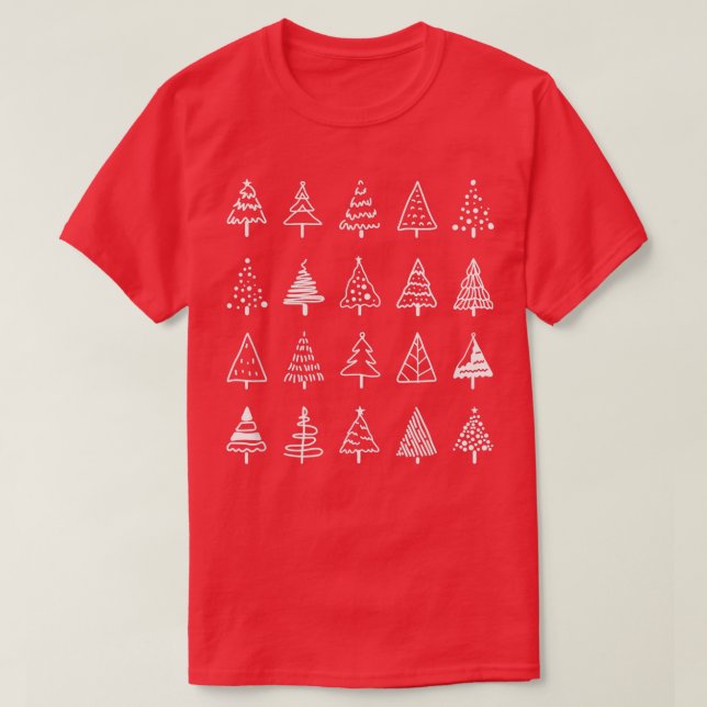 Camiseta Pequenas Árvores de Natal Simples (Frente do Design)
