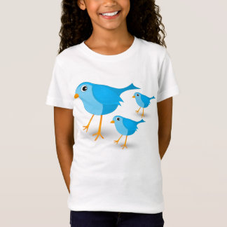 Camiseta Pequenas Aves Azuis, Meninas ou Crianças, T-Shirt