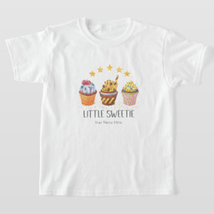 Camiseta Pequenas Cores Brilhantes Docinho Cupcakes Aquarel