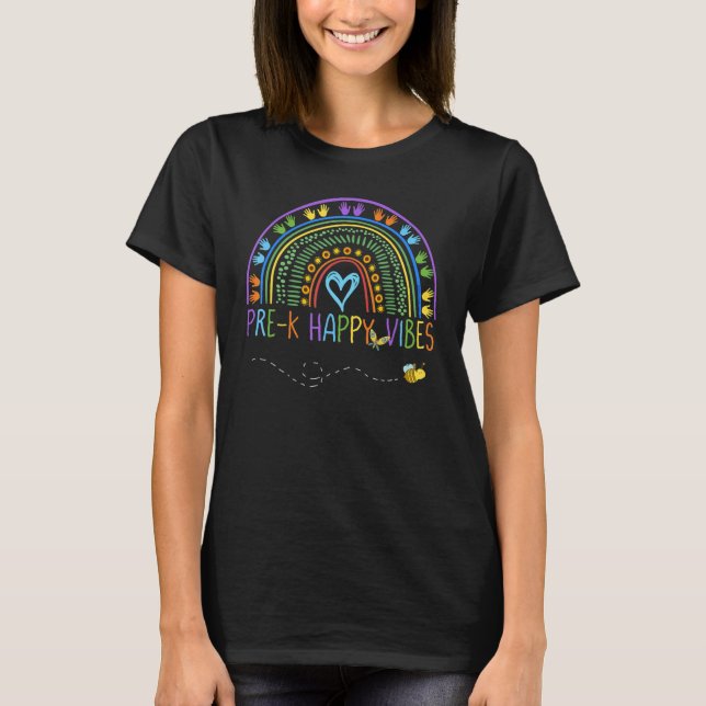 Camiseta Pequenas Mãos Arco-Íris Professoras Meninas Felize (Frente)