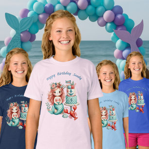 Camiseta Pequenas Meninas Personalizadas - Sereia de Festa 