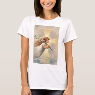 Camiseta Pequeno anjo bebê segurando lírios