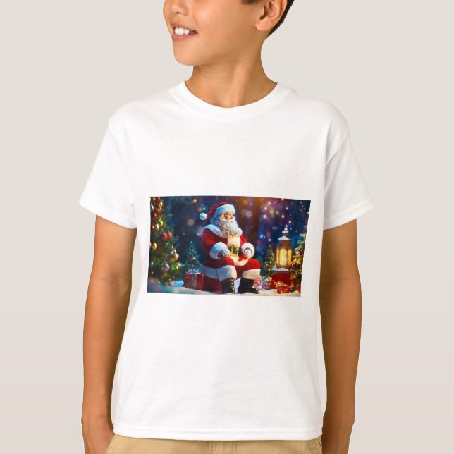 Camiseta "Pequeno Auxiliar Papai noel: Tee do Garoto Festiv (Frente)