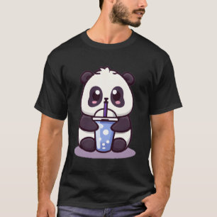 Camiseta Pequeno Bebendo de Panda Boba Tea Anime