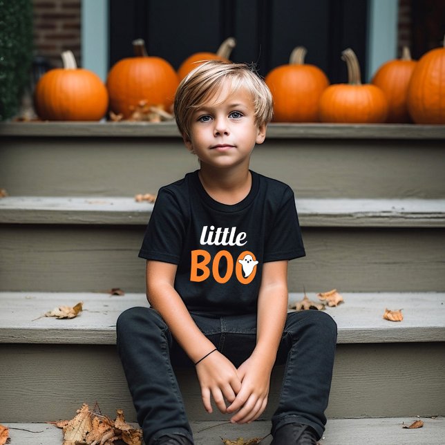 Camiseta Pequeno Boo Orange Black Halloween Matando (Criador carregado)