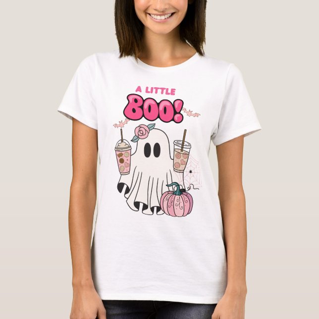 Camiseta Pequeno Boo Rosa Fantasma (Frente)