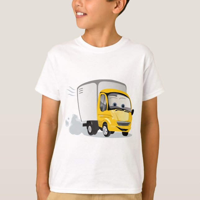 Camiseta Pequeno Caminhão de Cartoon Amarelo para Crianças! (Frente)