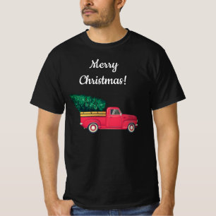 Camiseta Pequeno Caminhão Vermelho arrastando uma árvore de
