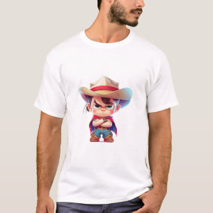 Camiseta Pequeno Cowboy Bonito Adorável Ilustração Humoríst