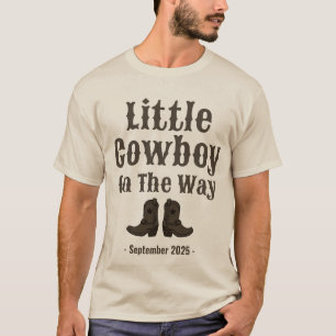 Camiseta Pequeno Cowboy Boot Gravidez Anúncio de bebê