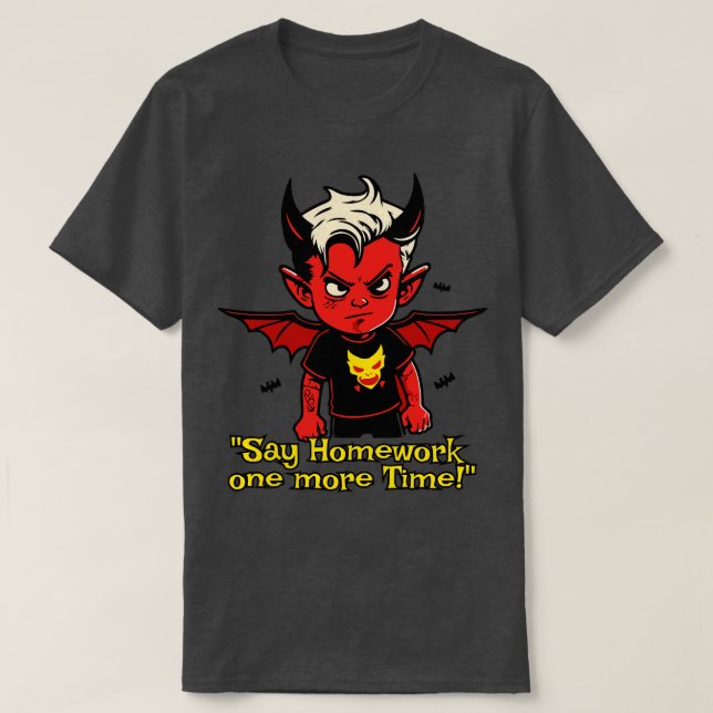 Camiseta pequeno demônio sem dever de casa (Frente do Design)