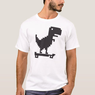 Camiseta Pequeno Dinossauro TRex com skate - Arte pixel