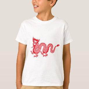 Camiseta Pequeno Dragão - Design do Dragão Vermelho Chinês
