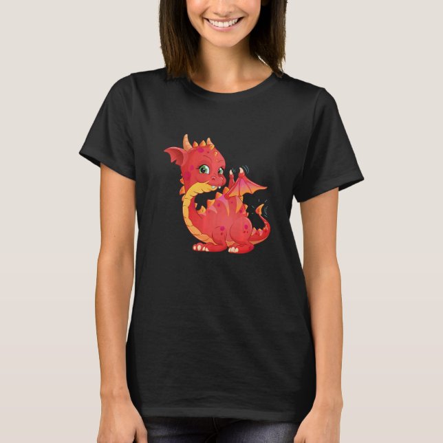 Camiseta Pequeno Dragão Vermelho com Asas (Frente)
