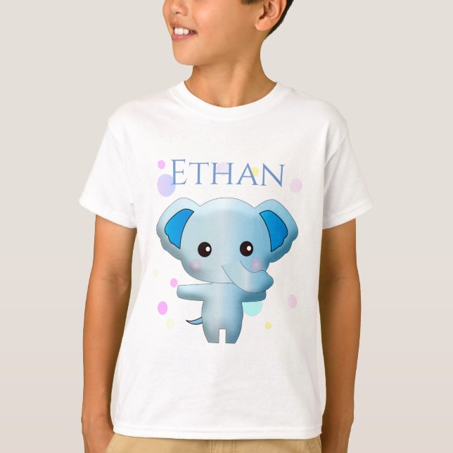 Camiseta Pequeno Elefante Azul (Frente)