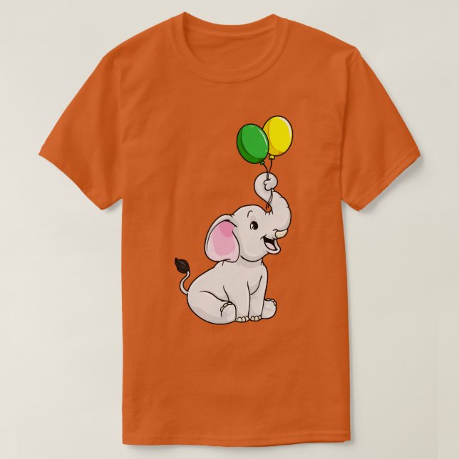Camiseta Pequeno elefante bonito com balões (Frente do Design)