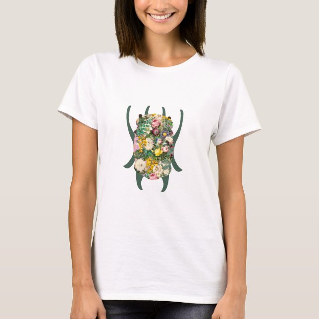 Camiseta Pequeno Escaravelho Verde a Azul Gradiente (Frente)