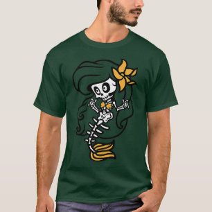 Camiseta Pequeno esqueleto de Sereia assustador no Hallowee