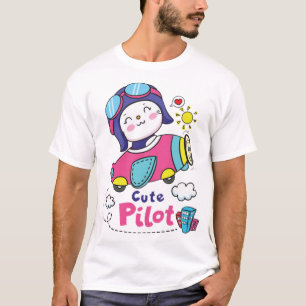 Camiseta Pequeno gato piloto bonito