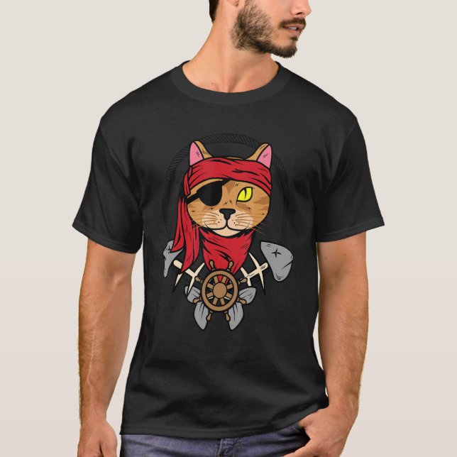 Camiseta pequeno gato pirata (Frente)