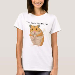 Camiseta Pequeno Hamster bonito segurando uma flor