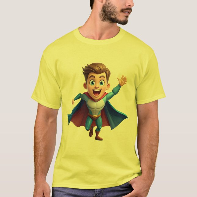 Camiseta Pequeno Herói - Poder em Ação. (Frente)