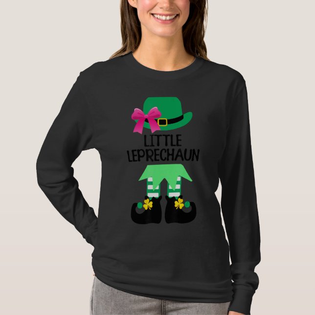 Camiseta Pequeno Leprechaun Com Crianças De Dia de São Patr (Frente)