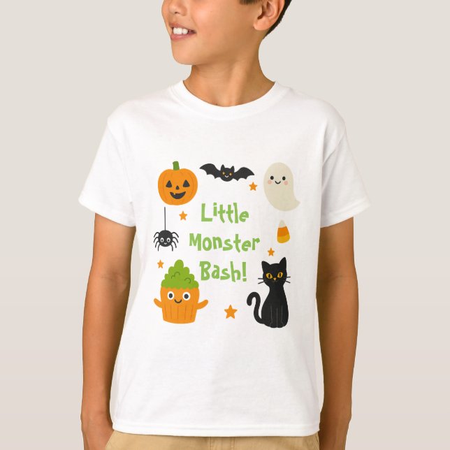 Camiseta Pequeno Monstro Bash Halloween - Bonito Spooky - (Frente)