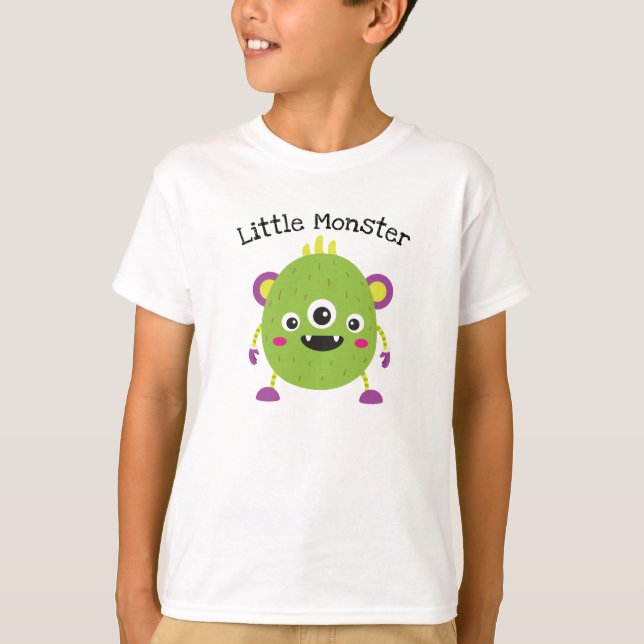 Camiseta Pequeno Monstro Colorido Bonito (Frente)