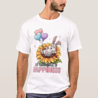 Camiseta Pequeno Pacote de Felicidade Coelhinho Fofo no Gir
