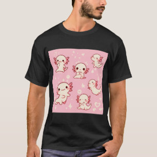 Camiseta pequeno padrão de axolotl