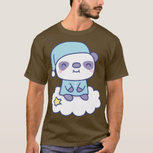 Camiseta Pequeno Panda Bonita Em Pijama Na Nuvem