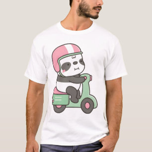 Camiseta Pequeno Panda Bonito Andando Patinete Verde