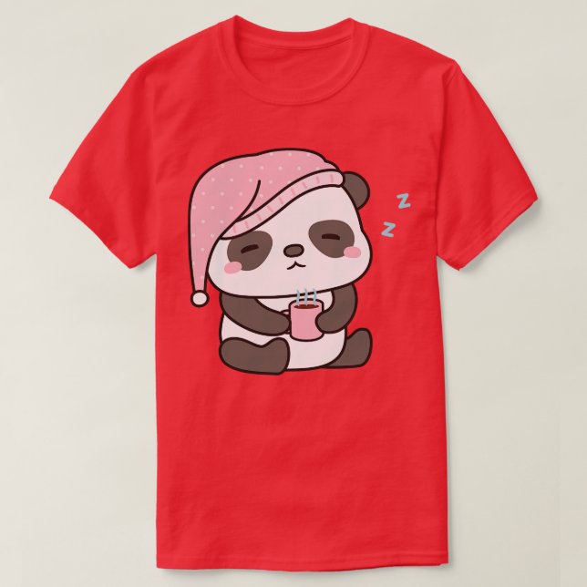 Camiseta Pequeno Panda Com Sono E Café (Frente do Design)