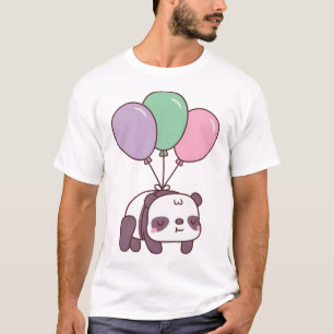 Camiseta Pequeno Panda e Balões Bonitos