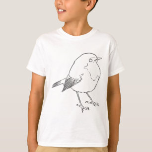 Camiseta Pequeno passarinho robin em lineart