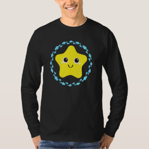 Camiseta Pequeno peixe-estrela que ri no círculo de peixe 1