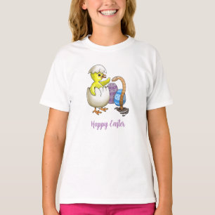 Camiseta Pequeno pintinho de Páscoa e o Minhoca