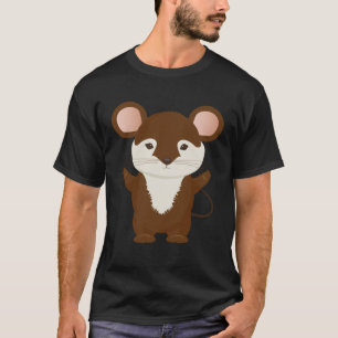 Camiseta Pequeno rato fofo com pele castanha