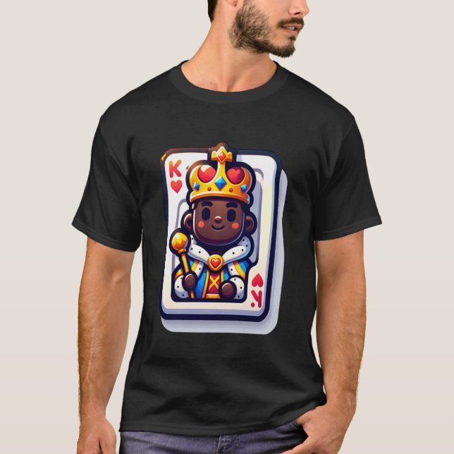 Camiseta Pequeno rei negro do baralho (Frente)