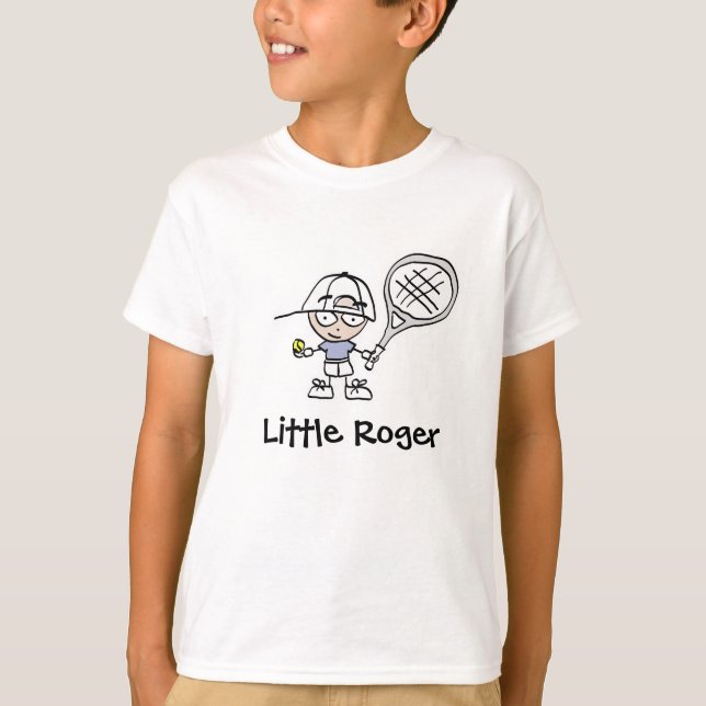 Camiseta Pequeno Roger Tênis Cartoon T shirt Para Rapazes (Frente)