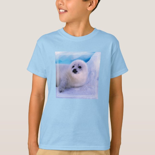Camiseta Pequeno Selo de Harpa coberto em Flocos de Neve (Frente)