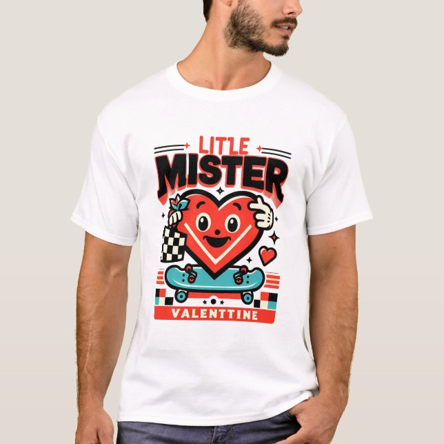 Camiseta Pequeno Senhor Namorados Cute Heart Skateboard (Frente)