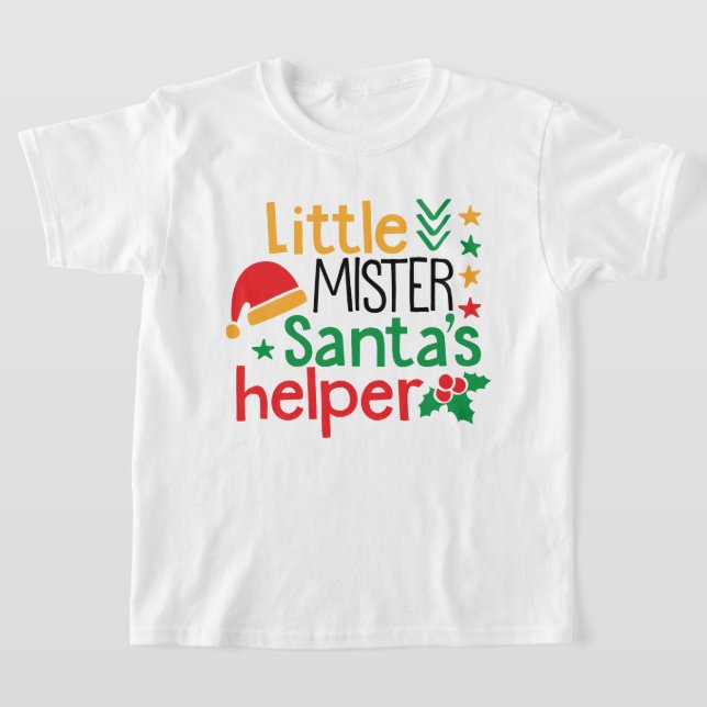 Camiseta Pequeno Senhor Papai noel Helper no Natal (Postura )