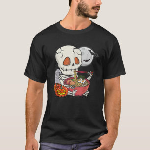 Camiseta Pequeno Skelton comendo Ramen Kawaii assustador An