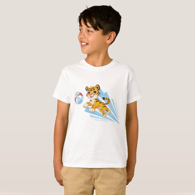 Camiseta Pequeno tigre com bola (Frente Completa)