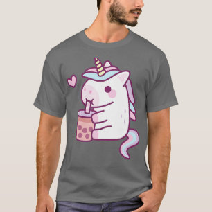 Camiseta Pequeno Unicórnio Bonito Adora Chá Bebendo