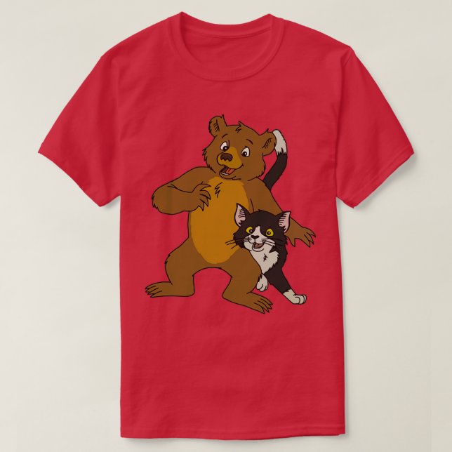 Camiseta Pequeno Urso e Arte de Gato (Frente do Design)