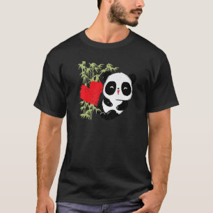 Camiseta Pequeno Urso Panda Coração Bela Para Homens