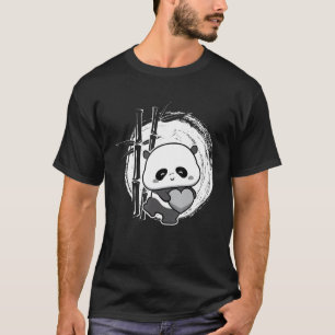 Camiseta Pequeno Urso Panda Coração Bela Para Homens